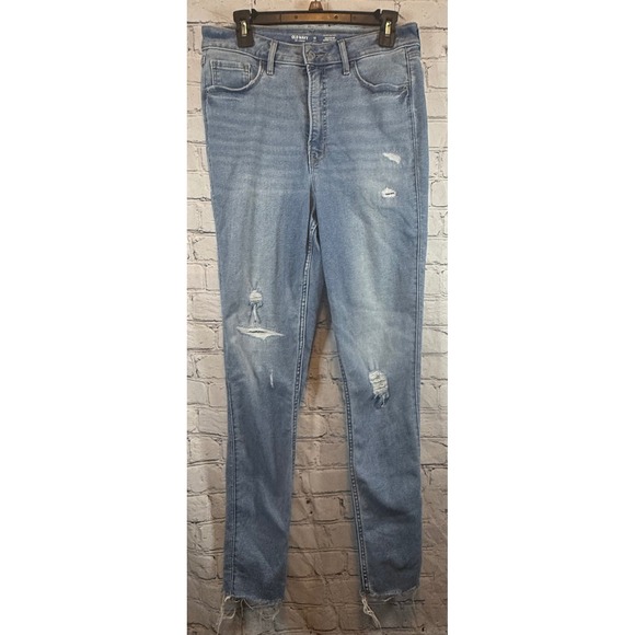 Old Navy Rockstar Super Skinny Jeans 12 Tall Extra High Rise Distressed - Picture 1 of 4